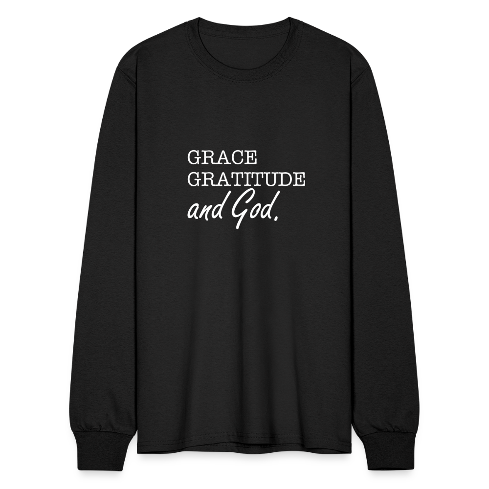 Grace Gratitude and God long Sleeve Shirt - black