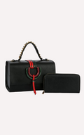 Black Leather Desinger Satchel Set