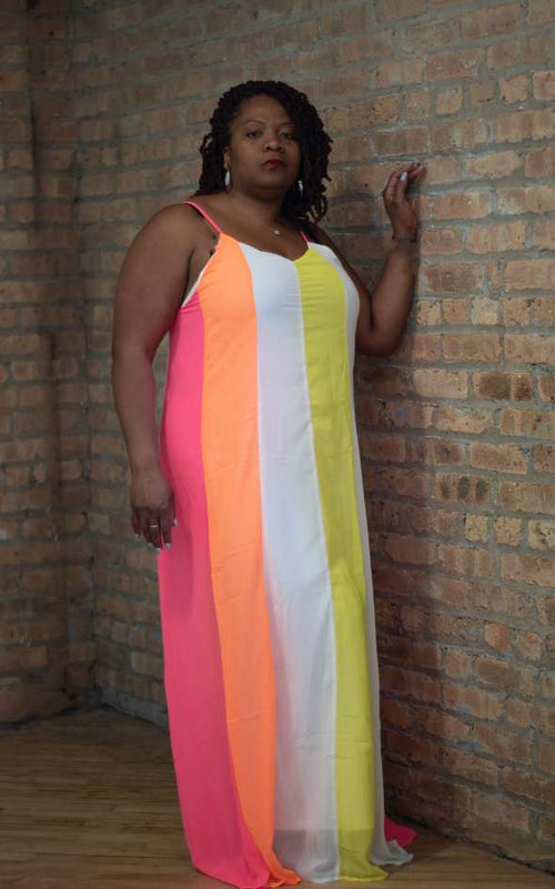 Colored Block Maxi-Dress