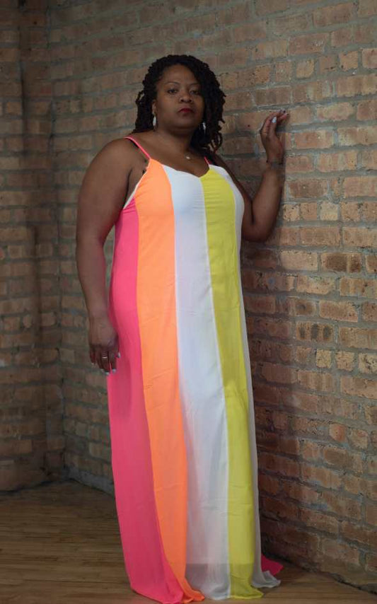 Colored Block Maxi-Dress